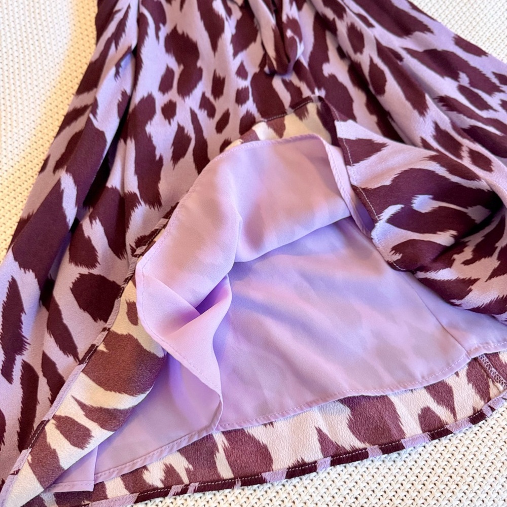 PARKER Ruffle Purple Animal Print Mini Dress - Picture 8 of 13